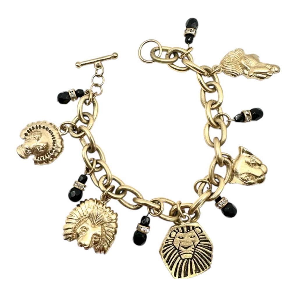 Disney Lion King Charm Bracelet | Simba Mufasa Scar Nala | Gold Tone